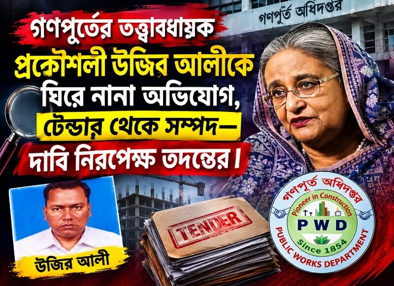 গণপূর্তের উজির আলীকে ঘিরে টেন্ডার ও সম্পদবৃদ্ধির অভিযোগ, স্বচ্ছ তদন্তের দাবি